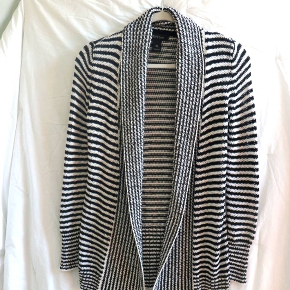 White House Black Market, B&W Striped Cardigan, Sz XS